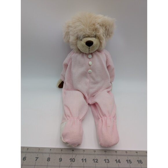 Happiness Express Club Little Snoozems Bear Plush Pink Waffle Knit Stuffed - Picture 1 of 12